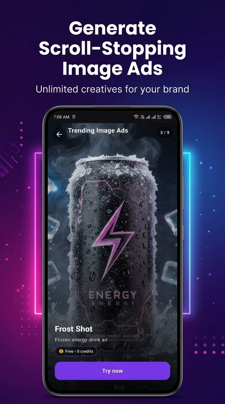 Andaaz AI model and generation options screen.